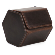 Classic Watch Storage Case Crazy Horse Cowhide Diamond Hexagonal Box Allows for Watches Outdoor Travel Watch Storage Box