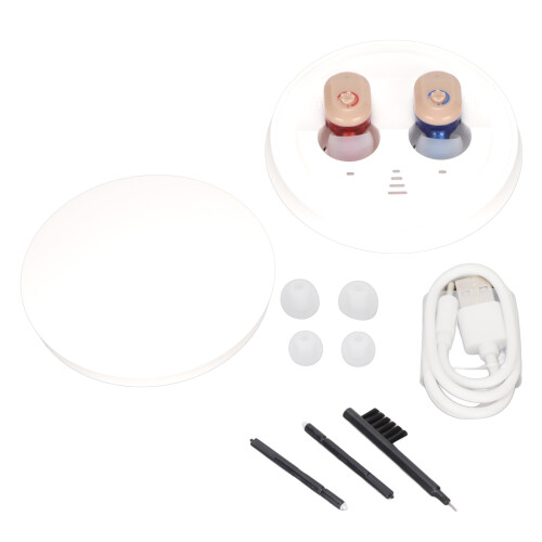 Portable Elegance: Rechargeable Hearing Amplifier with Virtually Invisible Design and Wireless Magnetic Charging