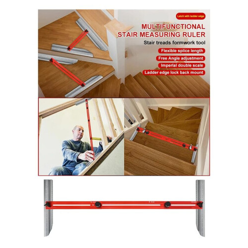 Stair Tread Template Tool Professional Shelf Scribe Tool Stair Measuring Tool Jig for Risers Wall Partitions 1