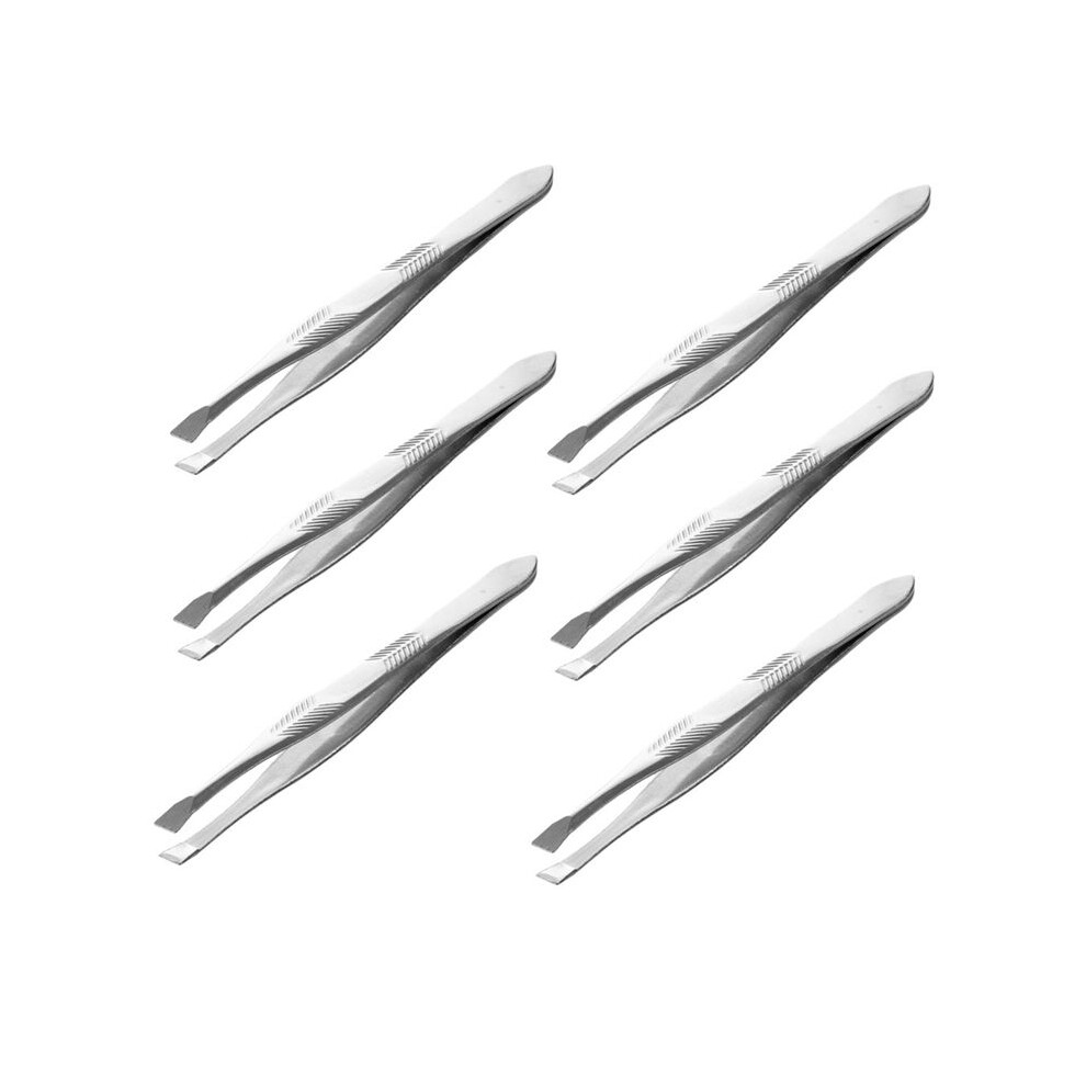 6X Silver Tone Stainless Steel 3.5 Inch Length Tweezer for Eyebrow
