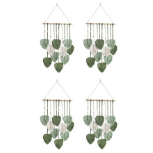 4X Leaf Macrame Wall Hanging Boho Room Home Decor Woven Aesthetic Wall Home Room Wedding Decoration Green