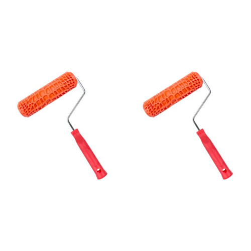 2X Rubber Imitation CrocodileGrain Pattern Paint Roller Paint Texture Pigment Printing Wall Painting Roller with Handle
