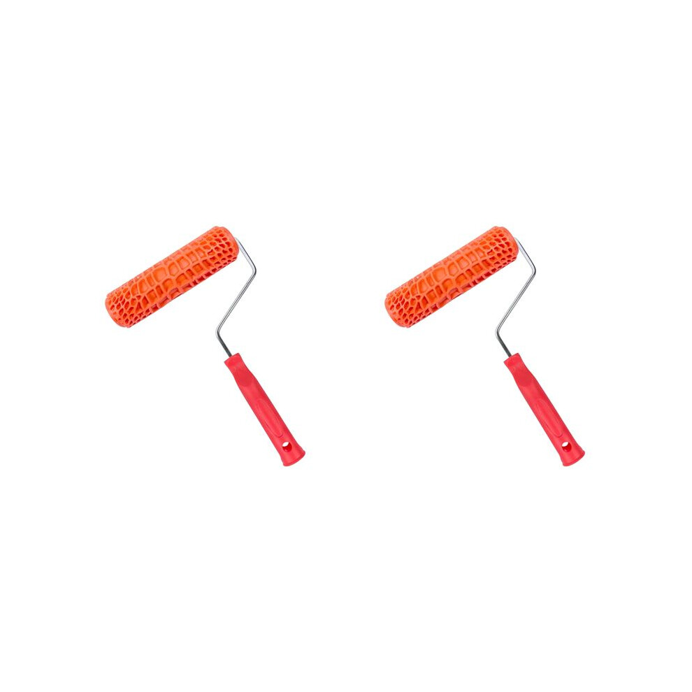 2X Rubber Imitation Crocodilegrain Pattern Paint Roller Paint Texture Pigment Printing Wall Painting Roller With Handle 4714127582375