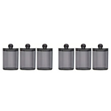 6 Confezioni di Barattoli Dispenser Qtip, Barattolo da Bagno, Scatola Portaoggetti In Plastica Nera per Batuffoli di Cotone e Bastoncini di Cotone