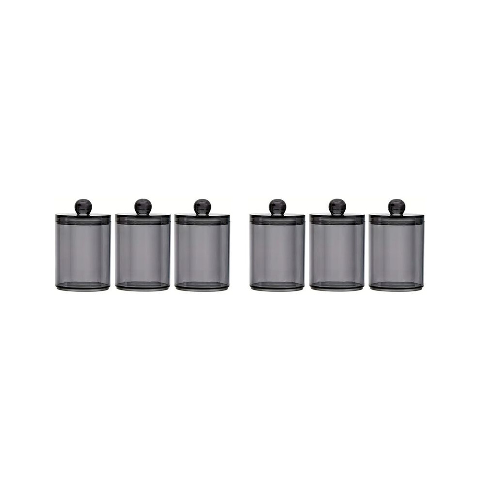 Black 6 Pack Qtip Dispenser Jars Bathroom Jar Plastic Holder Storage Box For Cotton Swab Cotton