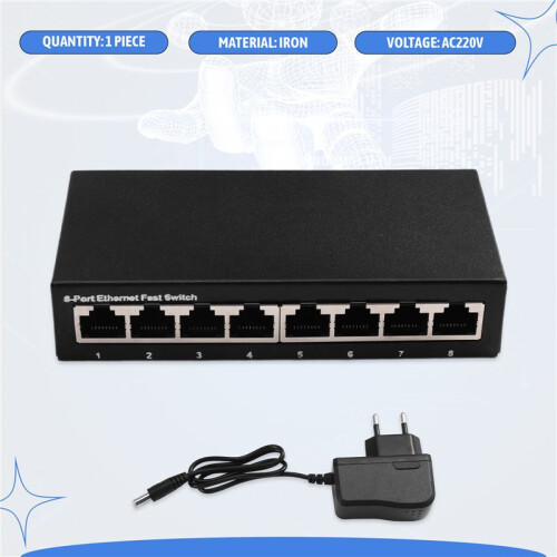 8 Port Gigabit Ethernet  10/100/1000mbps Desktop  Plug-and- EU PLUG 1