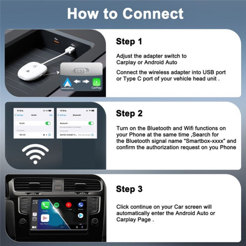 Adattatore CarPlay Video Wireless CarPlay Box per Auto con CarPlay Cablato e Auto Android Auto 1