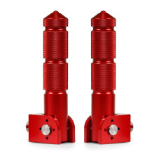 1Pair Motorcycle Foot Rests Motorbike Foldable Foot Pegs Universal Rear Passenger Foot 90 Degree Folding Footrests Red