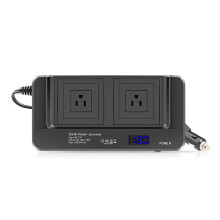 Car Power Inverter 200W 12V to 220V with Dual AC Sockets and Four USB Fast Charging Ports