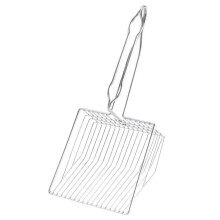 Stainless Steel Cat Litter Scoop with Long Handle and Fine Holes 31cm Silver for Pets