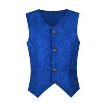 Steampunk Vest For Men, Gothic Costume Vest, Medieval Vintage Vest, Size L, Blue
