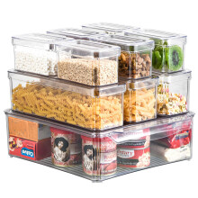 10 Pack Fridge Organisers with Lids, Bpa , 3 Sizes Stackable Clear Storage