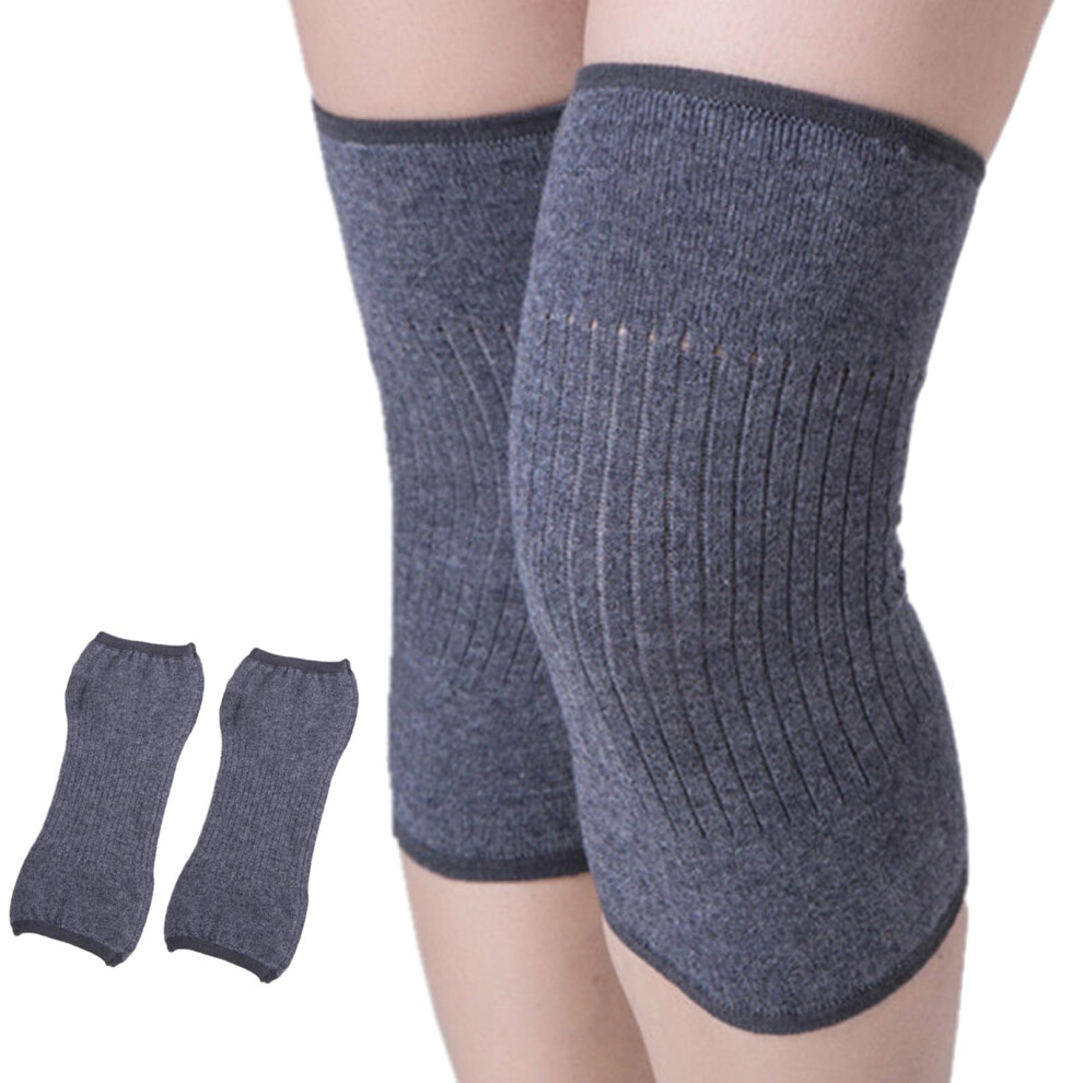 Grey Cashmere Stretchy Knee Warmer Sleeve For Arthritic Pain Relief, Anti-Slip Thermal Support Brace For Men Women, L