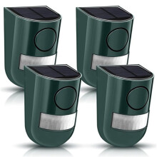 Zonne- Geluids- en Lichtalarm - 129 DB Buitenbeveiligingssirene, Waterdicht, Bewegingsgeactiveerd, 4-Pack