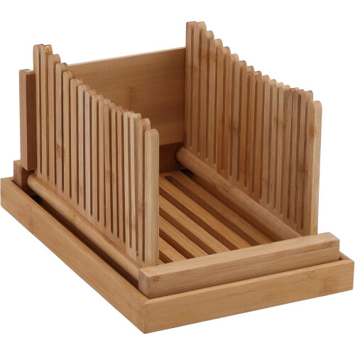 Bamboo Bread Slicing Board with  Slice Guide, Foldable Waterproof Design for Kitchen 2
