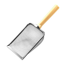 Cat Litter Scoop Heavy Duty Stainless Steel with Ergonomic Wooden Grip for Multi Pet Waste Sifting
