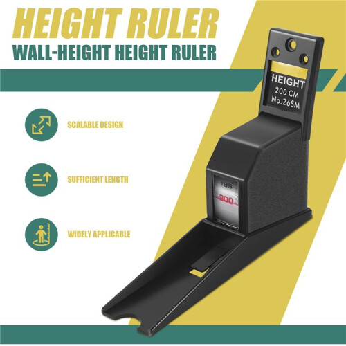 200Cm Stadiometer Black Wall Mounted Height Meter Growth Ruler Cm Metric Tape Measures 1