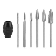 7Pc Wood Carving Tools,1/8Inch Shank HSS Engraving Drill Tool Wood Crafts Accessories with 4486 Chuck for Tool