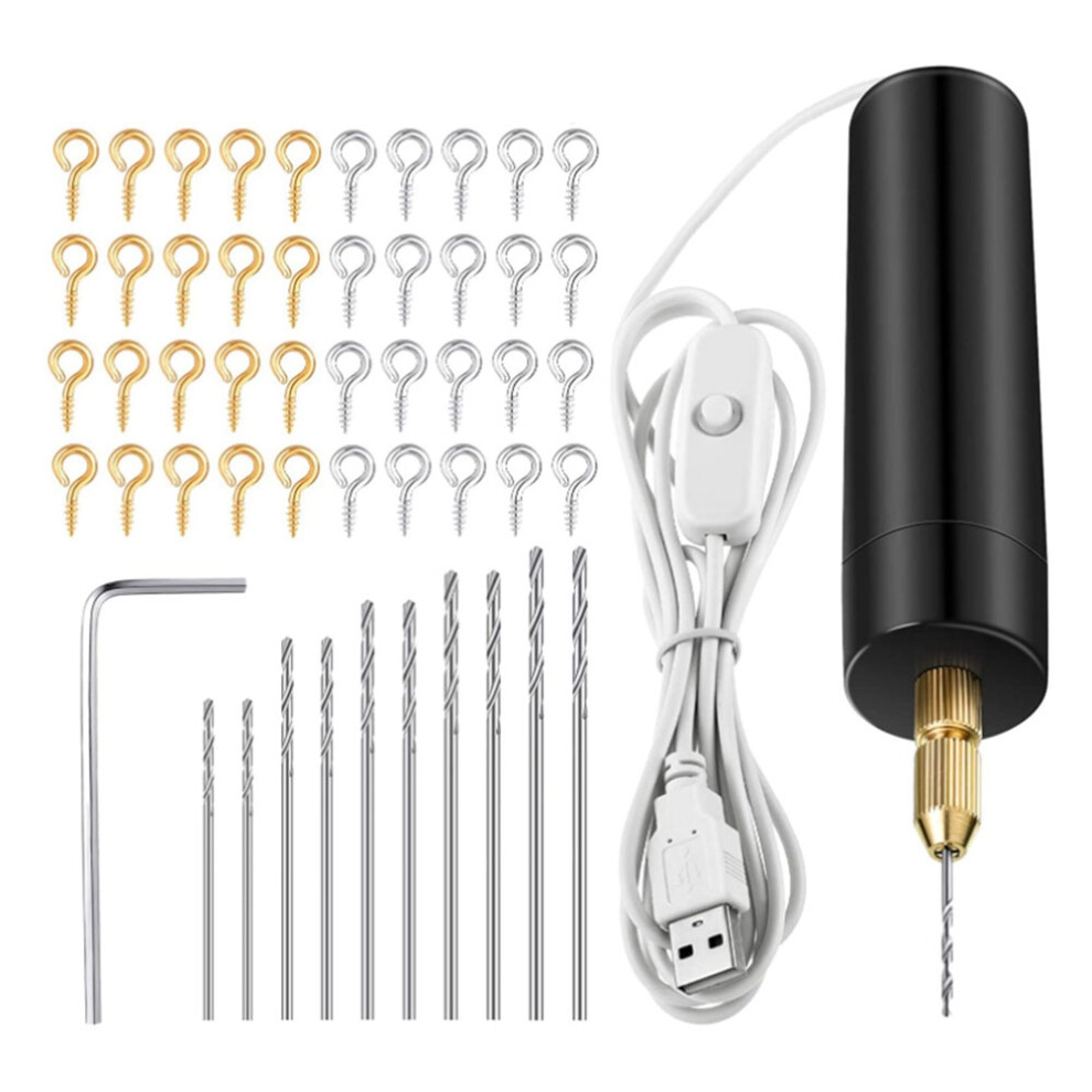 Electric Resin Drill Set,Including Eye Screws,Twist Drill Bits Tools,Electric Drill For Diy Keychains Crafts Making 6032604653751
