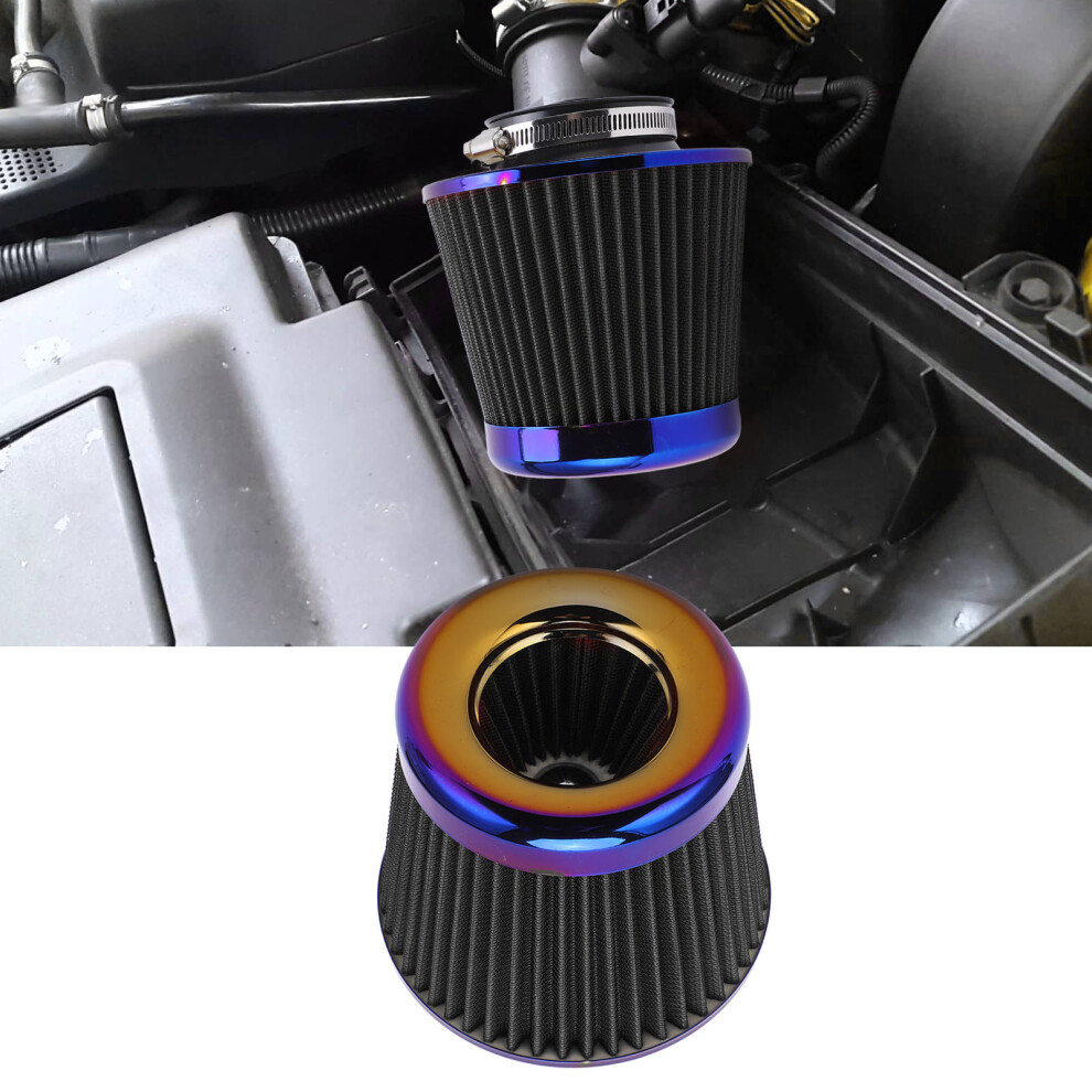 High Performance 3In/76Mm Reusable Cone Air Filter For Vehicles Washable Black 7901375949907