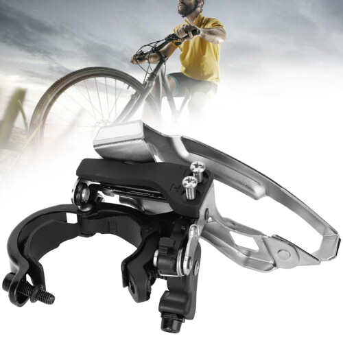Aluminum Alloy Front Derailleur, 3 Speed Front Derailleur With Top Bottom Pull Routing Clamp On Mount Adjustable Chain Guide High Compatibility 2