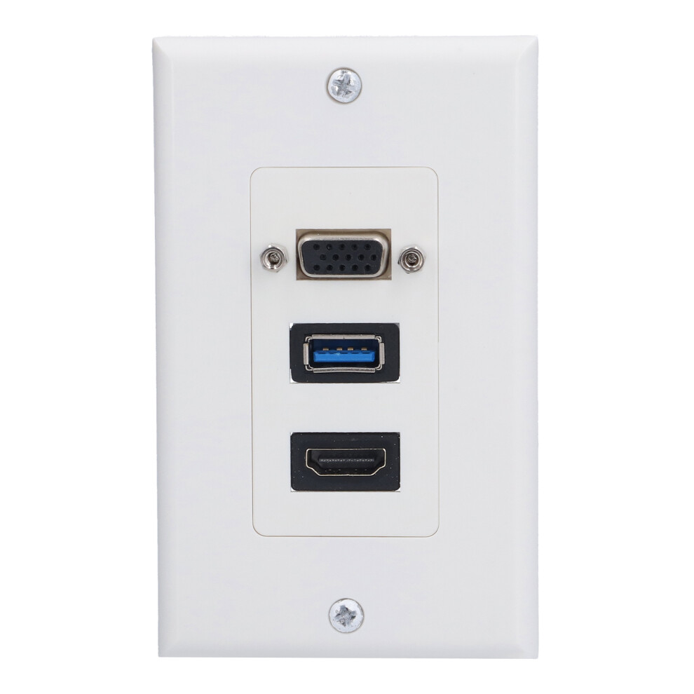 Usb Hdmi Mounting Socket Multimedia Connection Panel Hdmi Wall Plate Component Audio Video Cable Management Faceplate 4K Hdr Compatible Embedded Setup 9464372597345