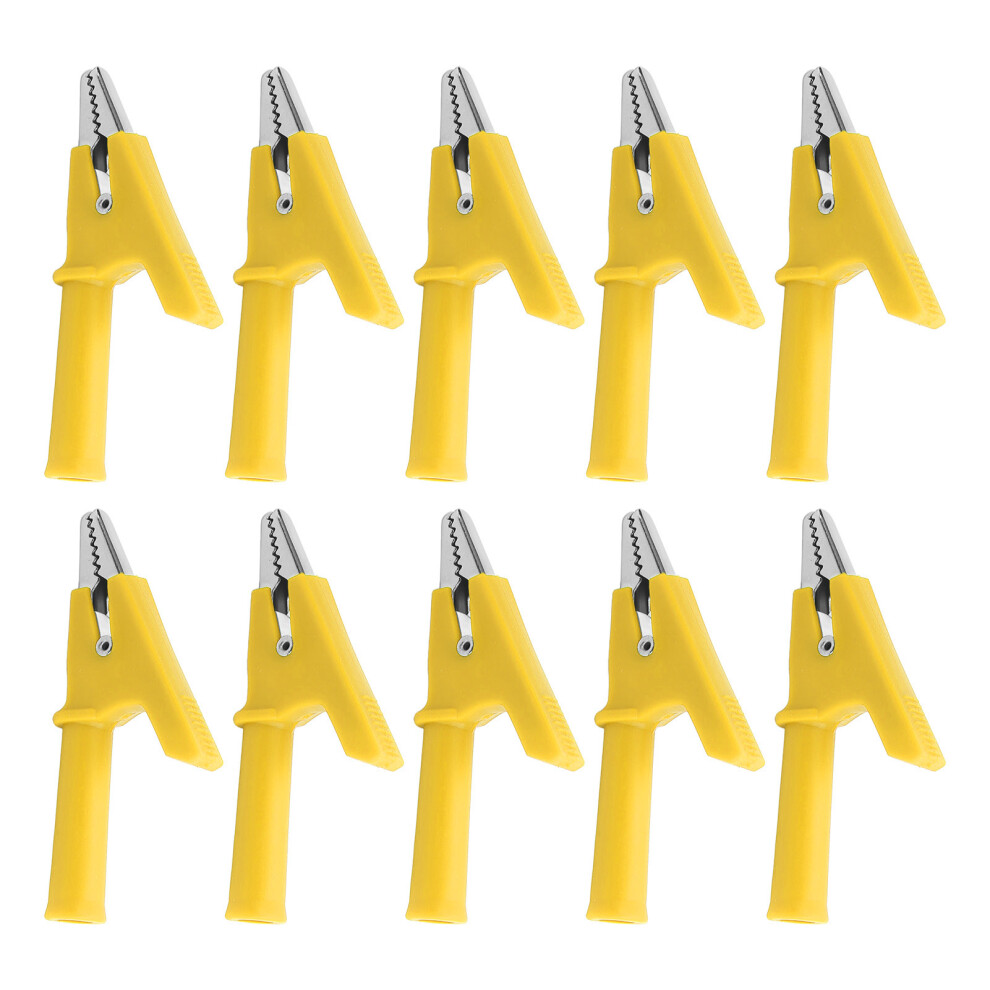 10Pcs Crocodile Clamps Testing Kit 10Mm Opening 10A With 4Mm Sockets Yellow 8031375951378
