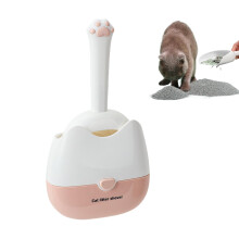 Wall Mounted Cat Litter Scoop with Holder, DoubleSift Easy Clean Design, Pink for Small Pets