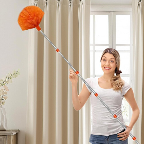 Ceiling Fan Duster with Extendable Reach 6m, Microfiber Washable Telescopic Pole for  Ceilings 1