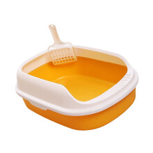 Small Animal Litter Box with Detachable Edge, Easy Clean Rabbit Litter Pan for Cage, Yellow