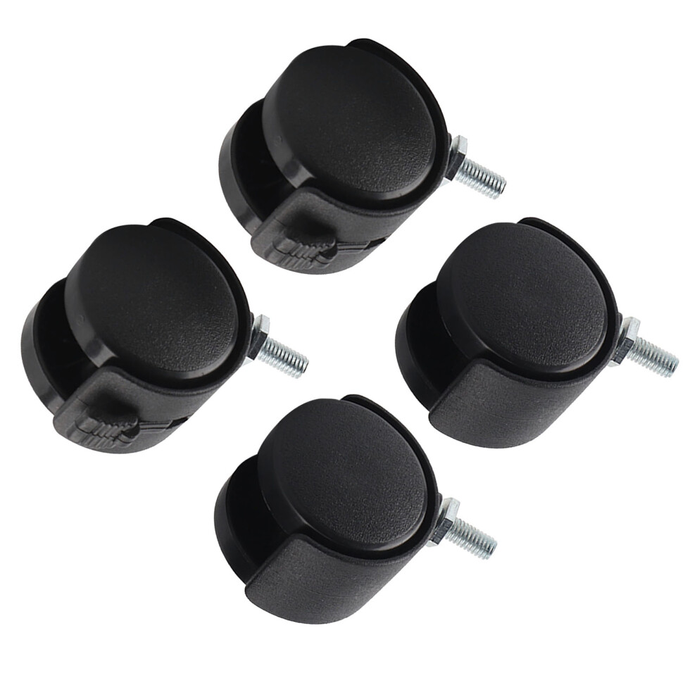 4Pcs Swivel Caster Wheels With Brakes, Black Nylon, 40Mm Diameter 9481375956887
