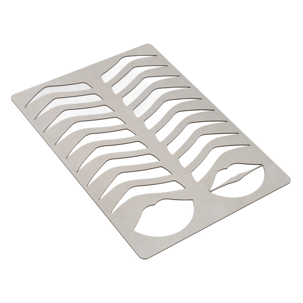 Silver Reusable Stainless Steel Eyebrow Lip Stencil Kit 19.6X14.5cm