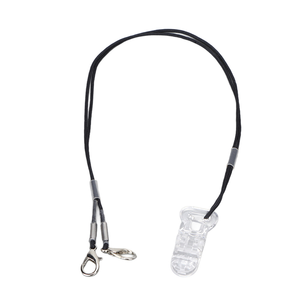 Black Secure Hearing Aid Lanyard With Transparent Fashionable Clips
