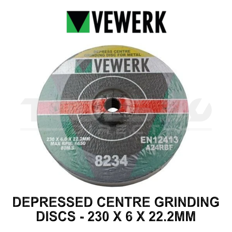 Vewerk Pack Of 5 Depressed Centre Grinding Discs 230 X 6 X 22.2Mm 8234 5060599864587