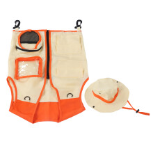 Kinder Outdoor-Abenteurerweste mit Hut-Set, waschbar, Orange, 100–140 cm