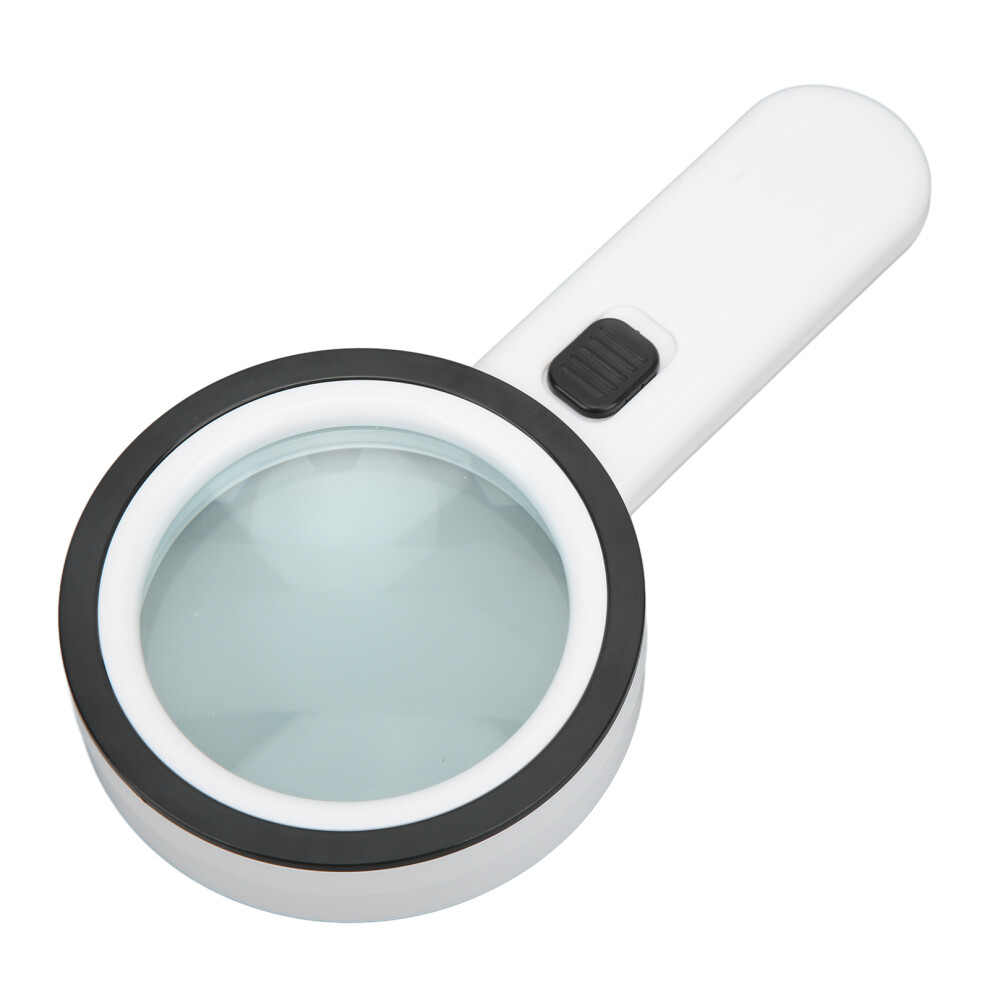 Silver 30X Handheld Optical Magnifier With 12 Led Lights, 8Cm Lens