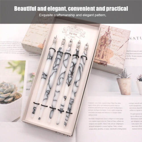5Pcs Acrylic Round Nib Pen Set, 16cm Art Drawing Tools, White