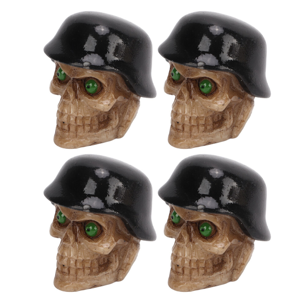 4Pcs Skull Tire Valve Caps With Rubber Ring For Cars Bikes Suvs & Trucks Black 8461375967572