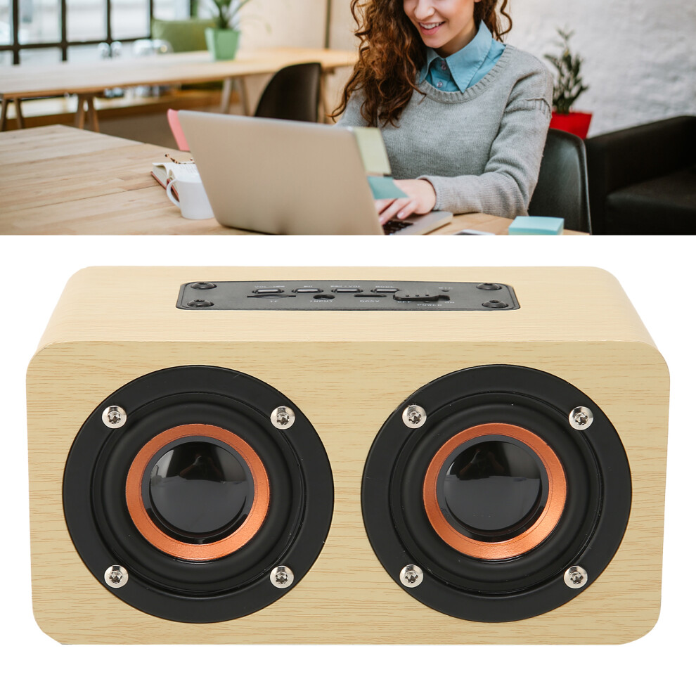 Retro Wood Bluetooth Speaker With 1500Mah Battery & Mic Yellow/Grain 6951375969437