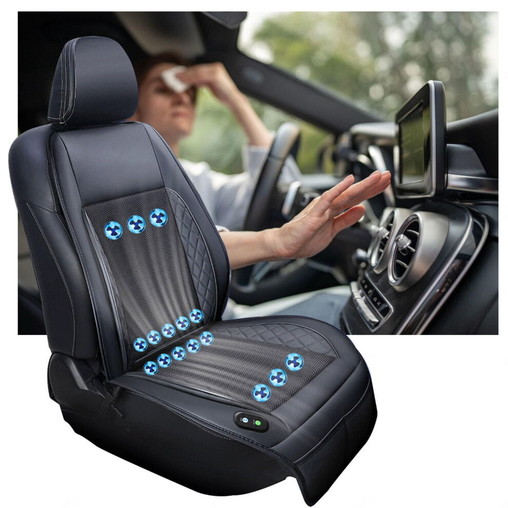 Cooling Car Seat Cover With 24 Turbo Fans, 3Speed Airflow, 12V24v For Cars Trucks Suvs Black 9347817574708