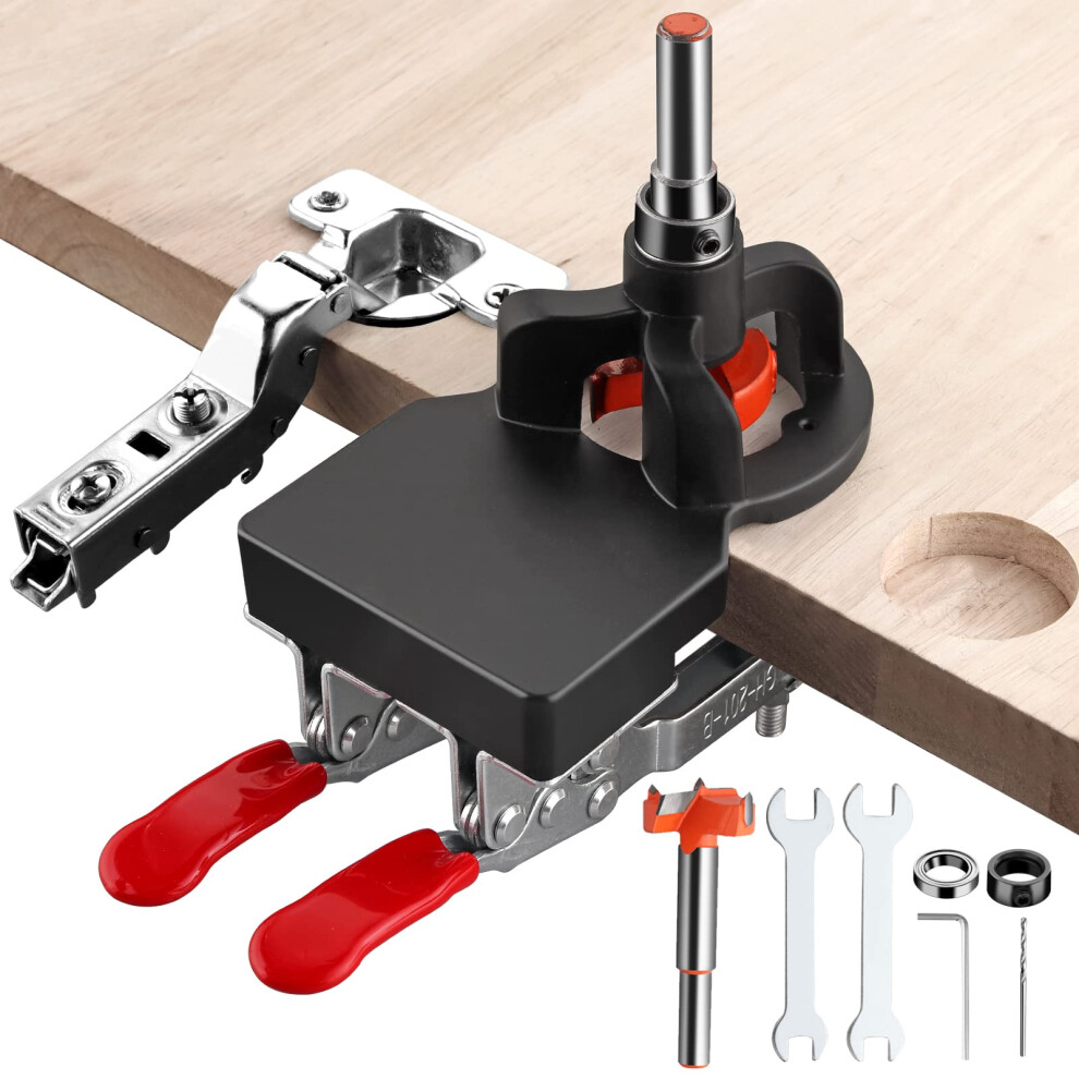 35Mm Concealed Hinge Jig With Double Clamp, Adjustable Drilling Depth, Aluminum Alloy For Cabinet Doors 9347817575170