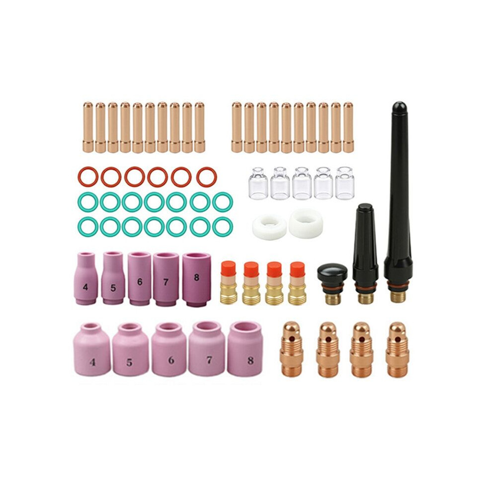 68Pcs Tig Welding Torch Accessories Kit Nozzle Collets Body Stubb Stubby Gas Lens Glass Cup Kit For Wp-17/18/26 6032436411857