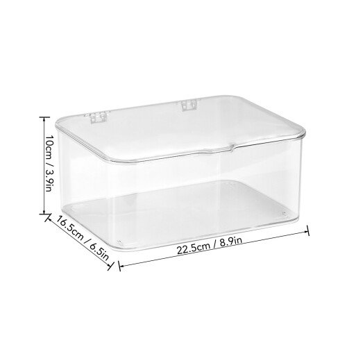 Large Transparent Plastic Desk Storage Box 22.5x16.5x10cm 1