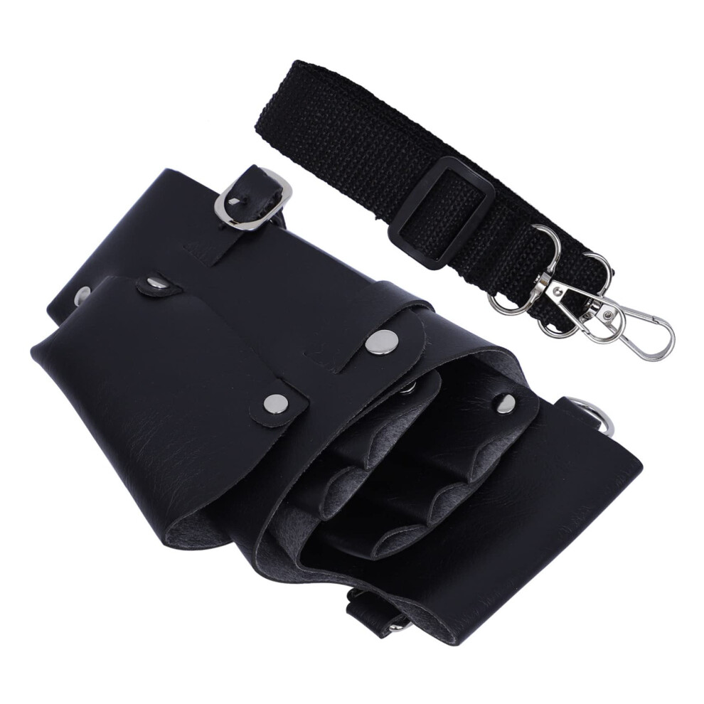 Barber Scissor Holster Leather Hairdressing Tool Belt with Adjustable Strap and Multiple Pockets