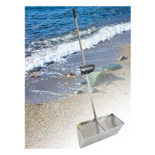 Foldable Beach Sand Rake with Wide Basket and Stainless Steel Sieve for Crab Catching