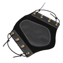 Kunstleder-Armschutz für Bogenschießen – Verstellbarer Rindsleder-Schutz mit Messing-Schnalle, Schwarz