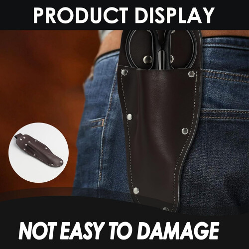 Leather Pruning Shears Holster with Belt Loop, Universal Garden Shears Leather Case with Rivets 2