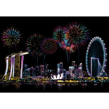 Scratch Art Paper Kit with Tools, DIY Night Scene Painting for Adults and Kids Wall Decor, Blue