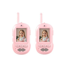 Kindervideo-Walkietalkie met 2,0 Inch Scherm, Oplaadbaar, Intercom met Één Druk op de Knop, Speelgoed voor Buitenspelen, Kamperen, Roze