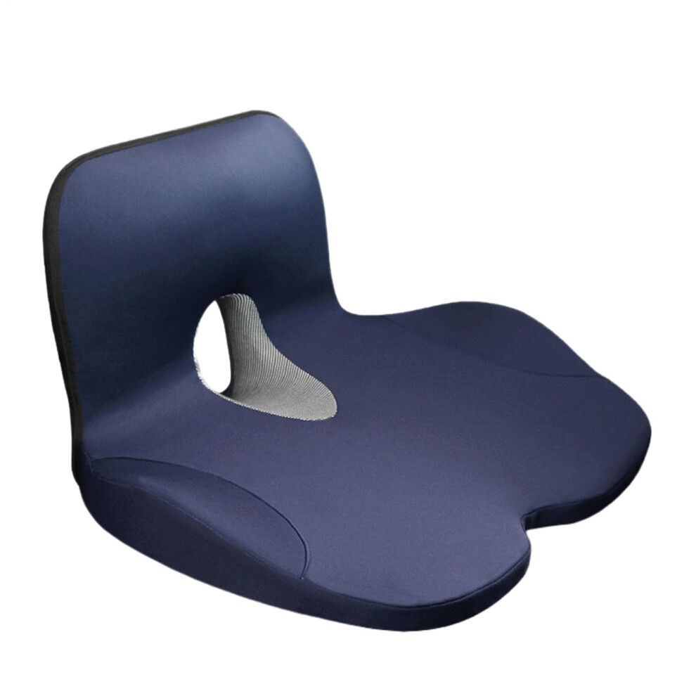 Car Seat Cushion With Lumbar Support Pillow, Memory Foam, Nonslip Base, Breathable Navy Blue 9347817581553